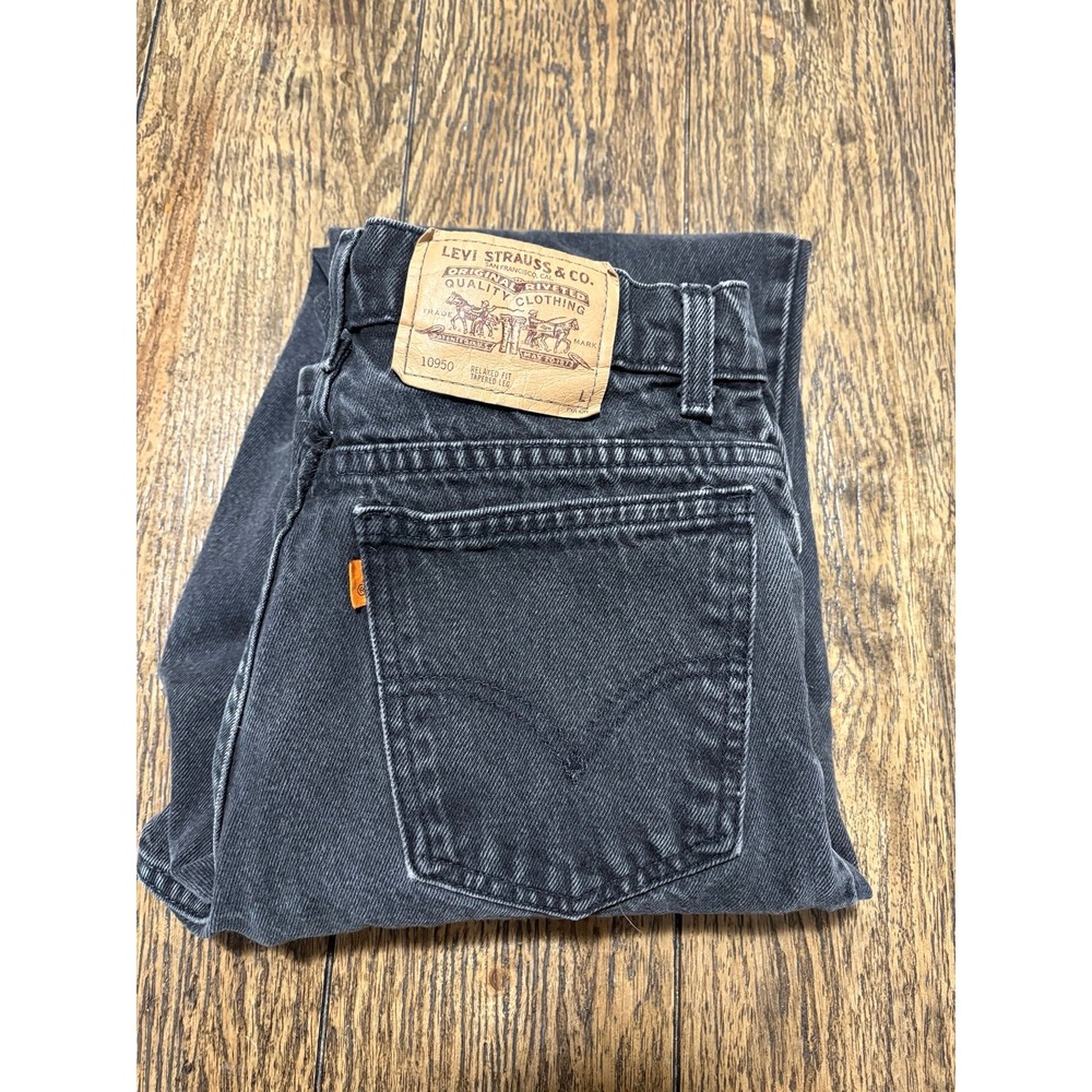 Vintage Levi's Orange Tab 951 Relaxed Fit Tapered Leg Black Denim Jeans 9 Long